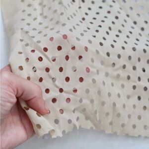 Beige Perforated Silk Crepe de Chine fabric, 2.5 meters
